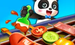 Cute Panda Cooks Food