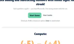 Maths Quiz with Negative Numbers