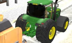 Chained Tractor Towing Train